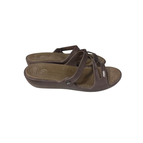 Crocs Brown Womens Wedge Sandals Size W12‎ - Picture 3 of 6